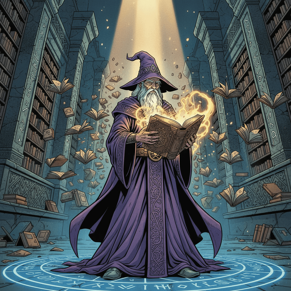 In the crumbling halls of the Celestial Archive, where books whisper secrets and shadows hold memories, Archmagus Theron had served for three hundred years. But on this night, fate would rewrite his destiny. A tome unlike any other had manifested in the restricted section—its cover of black leather pulsating with veins of molten gold. The title, etched in a language older than the gods themselves, translated simply to: The First Word. When Theron opened its pages, reality bent. He saw the birth of magic, the fall of the Sorcerer Kings, and his own death—a death that could only be prevented by speaking the words contained within. Now the Archive awakens, and Theron must choose: seal the tome forever and accept his fate, or speak the First Word and risk unmaking everything he swore to protect.